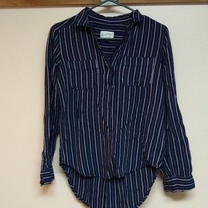 High low long sleeve striped blouse, universal threads